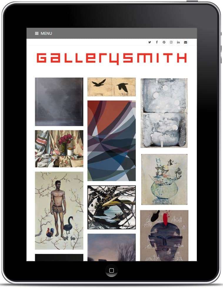 Gallerysmith website, homepage on iPad. Design and Wordpress build by Birdhouse Digital