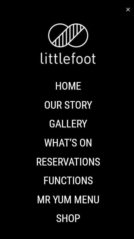 Littlefoot website: Menu